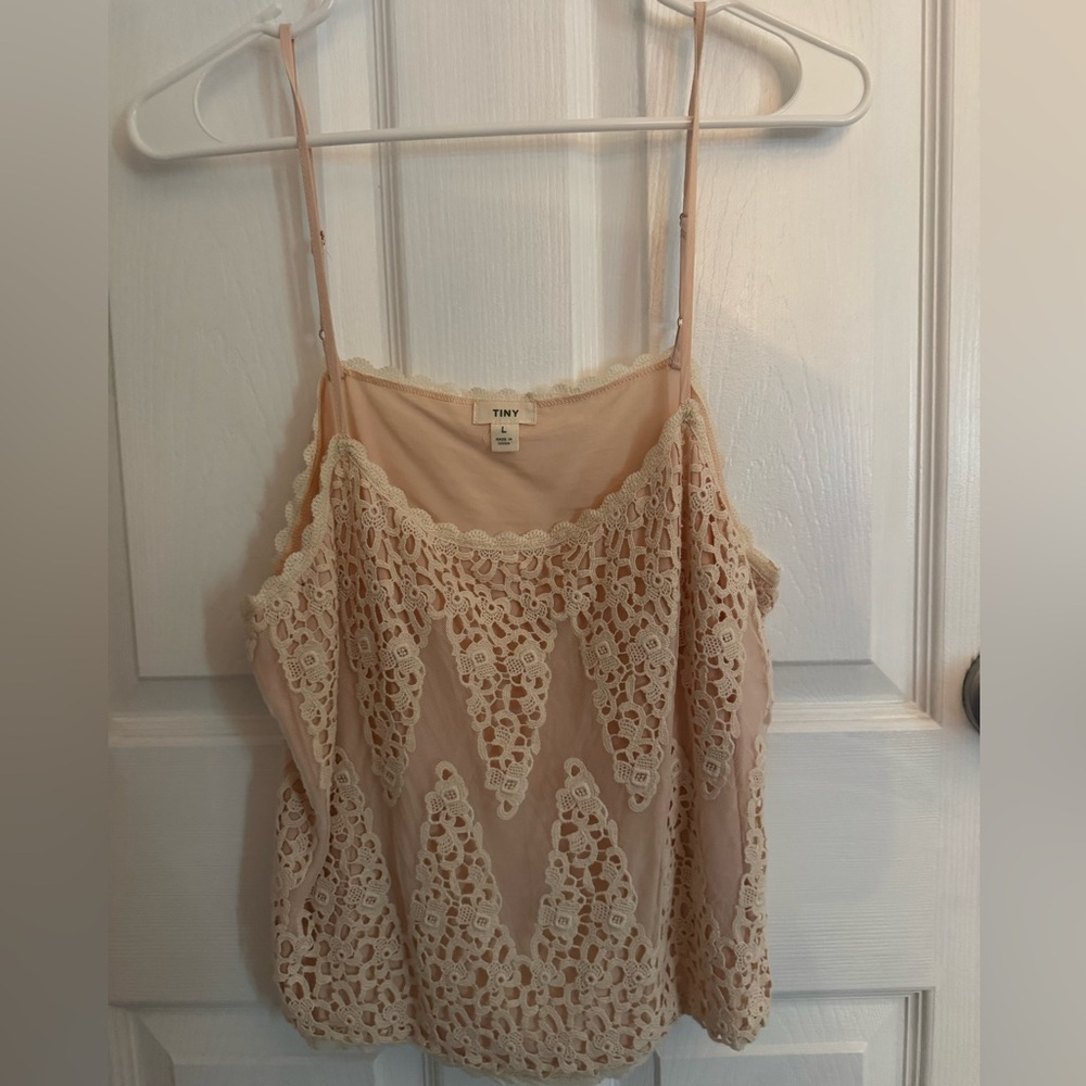 Anthropologie Tiny Brand, Size Large, Lace overlay cropped tank camisole